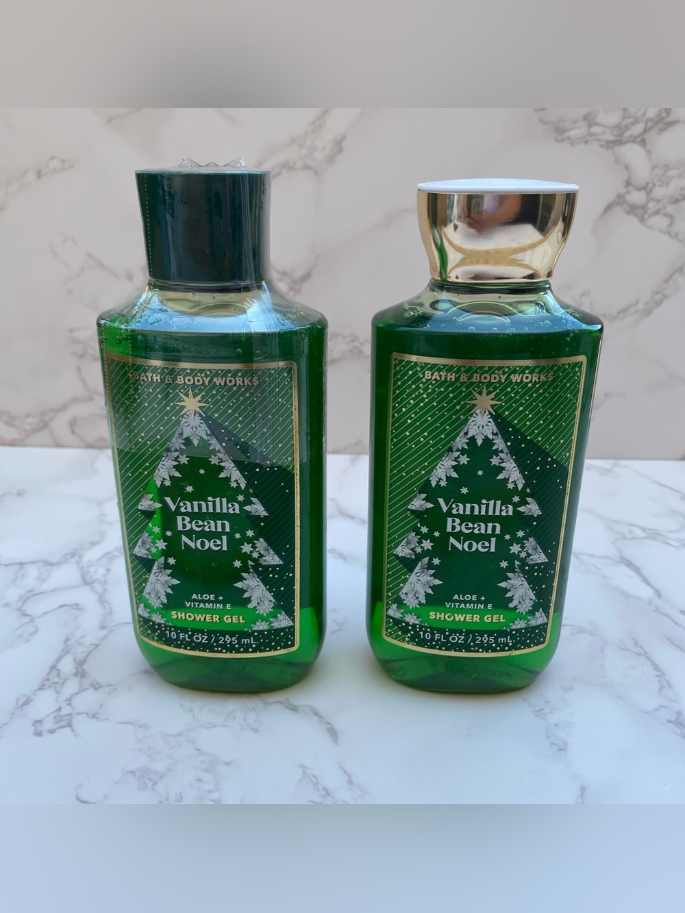 Lot of 2: Bath & Body Works Vanilla Bean Noel Aloe/Vitamin E Shower Gel 10 fl oz